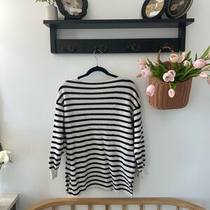 Elegant Black and White Striped Sweater
